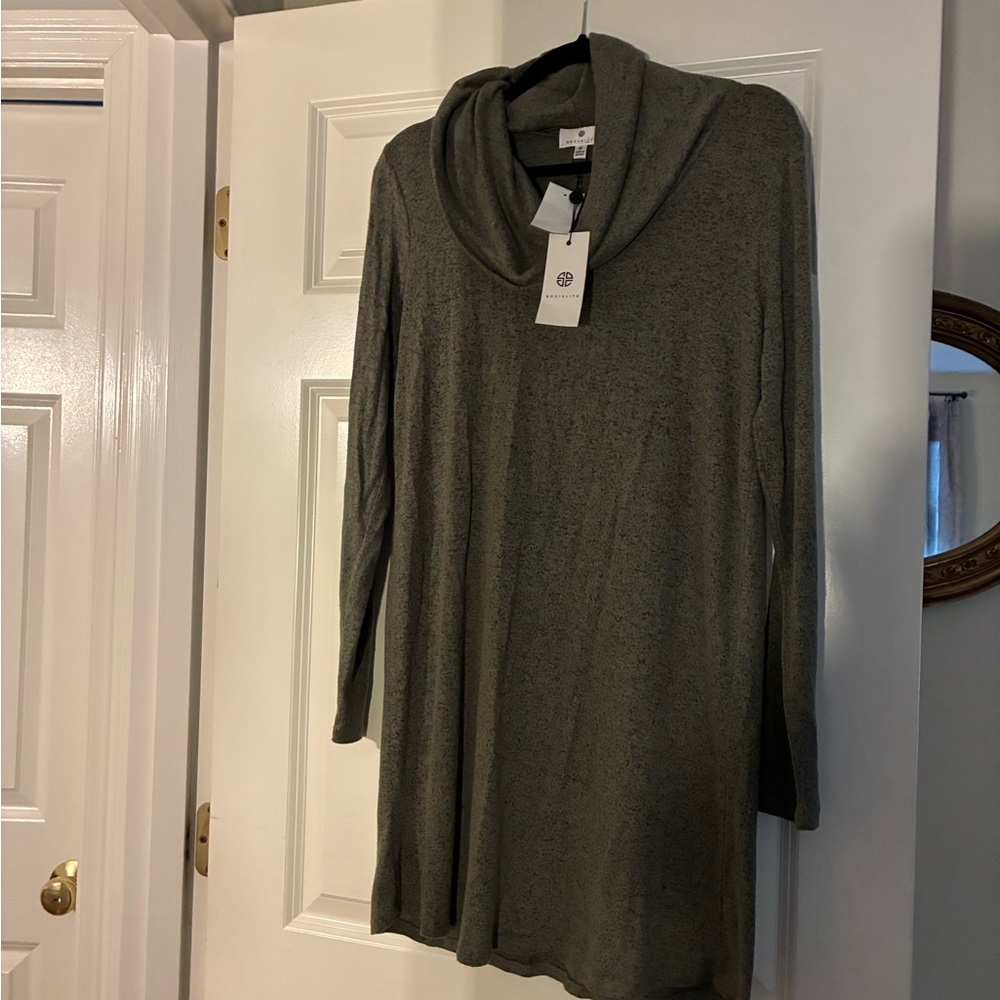 Socialite SzM NWT Olive Cowl Neck Sweater Dress